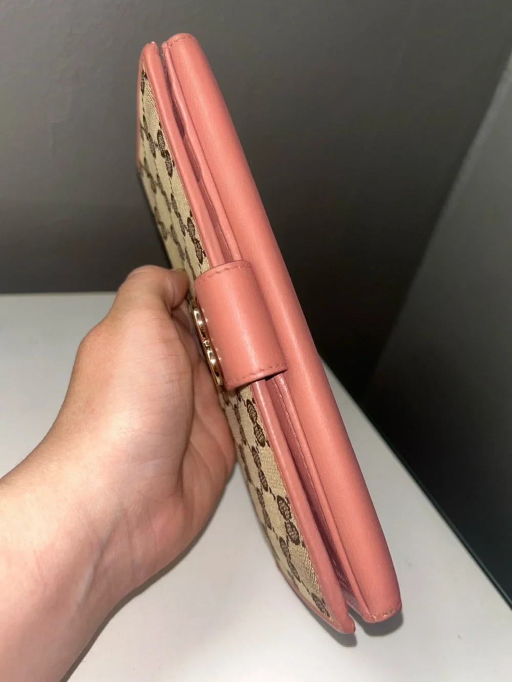 Gucci GG Monogram Canvas Pink Continental Heart Wallet - Picture 12 of 15